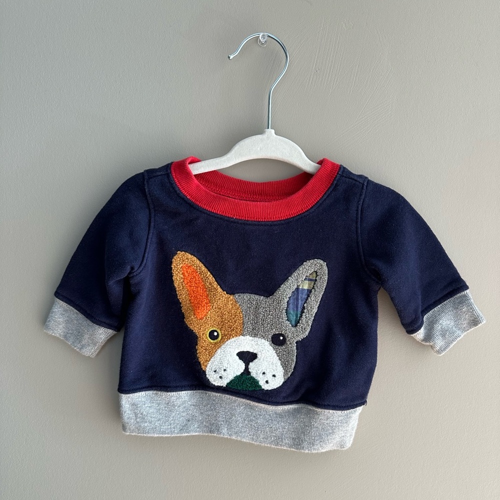 Baby Navy Sweatshirt with Colorful Dog